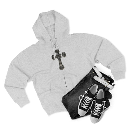Gothic Cross Zip Hoodie for Spiritual Souls, Unisex Hoodie, Faith-Based Apparel, Cozy Fashion, Gift for Her/Him
