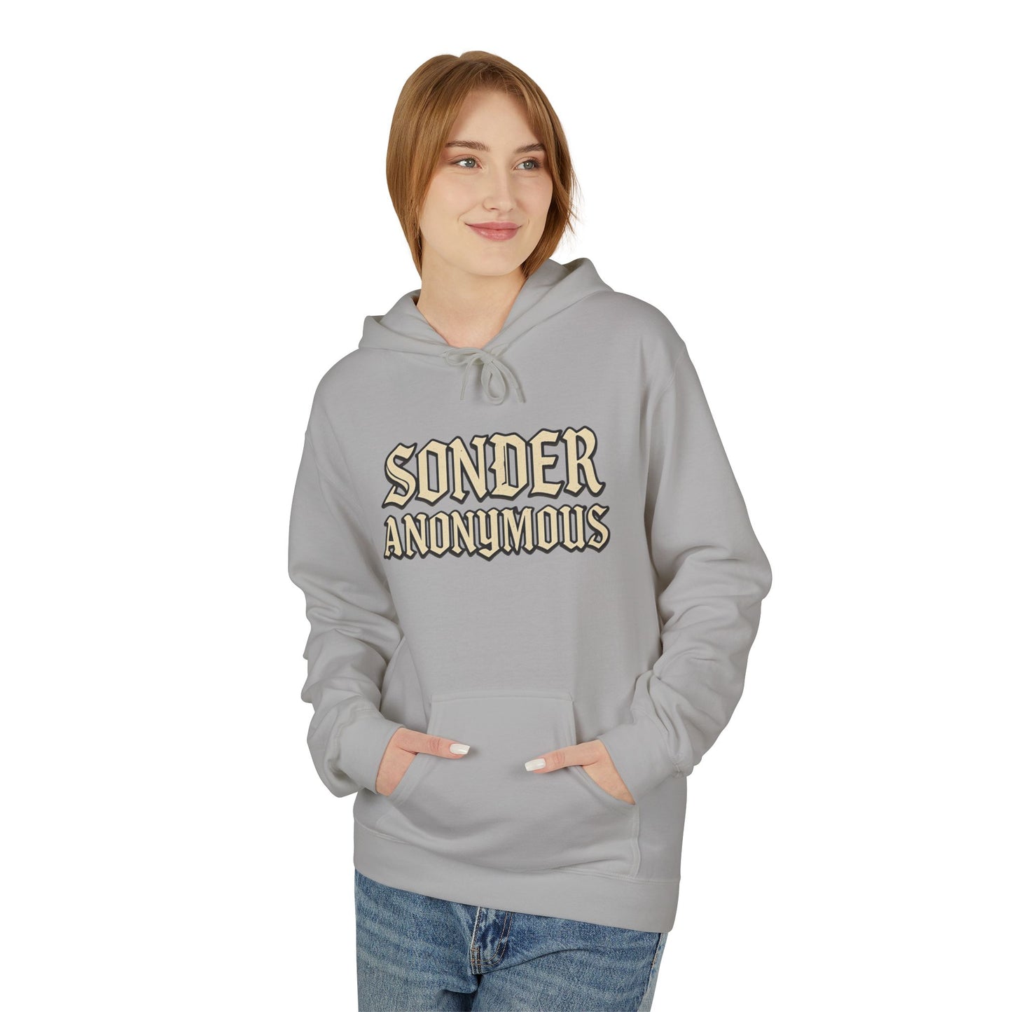 Sonder Anonymous Unisex Fleece Hoodie, Graphic Sweatshirt, Cozy Casual Wear, Gift for Friends, Streetwear Style
