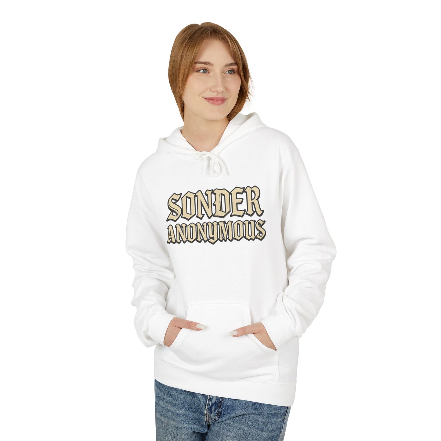 Sonder Anonymous Unisex Fleece Hoodie, Graphic Sweatshirt, Cozy Casual Wear, Gift for Friends, Streetwear Style