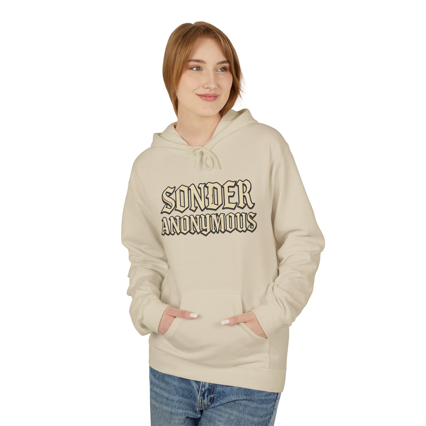 Sonder Anonymous Unisex Fleece Hoodie, Graphic Sweatshirt, Cozy Casual Wear, Gift for Friends, Streetwear Style