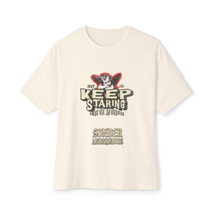 Unisex Oversized Boxy Tee - Keep Staring Graphic Shirt, Casual Daily Wear, Gift for Friends, Trendy Fashion, Street Style