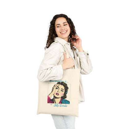 Retro Quote Cotton Tote Bag - Overthinking is My Cardio, Shopper Tote, Gift for Her, Eco-Friendly Bag, Everyday Use Bag