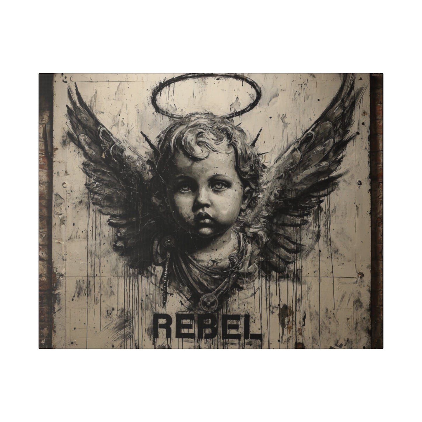 Artistic Stretched Canvas Print, Rebel Angel Wall Art, Contemporary Home Decor, Unique Gift, Modern Art for Living Room