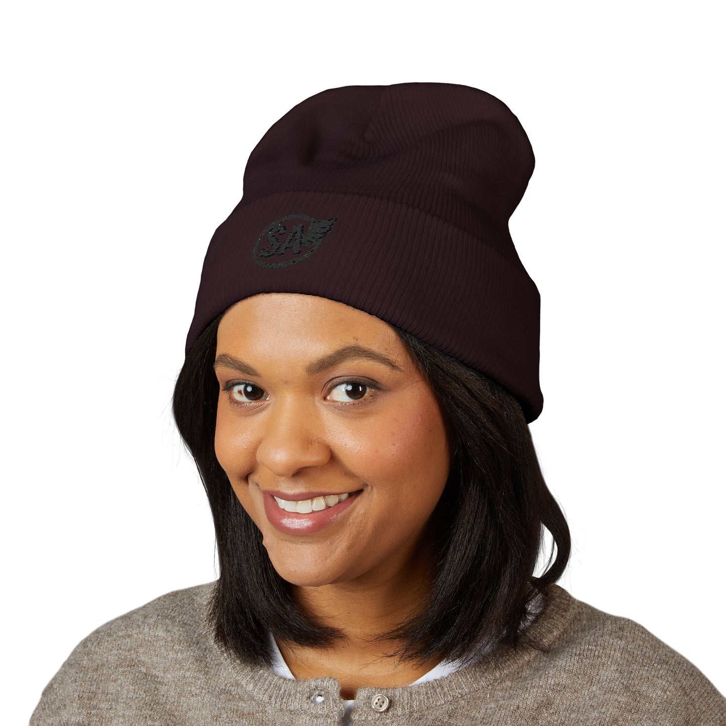 Classic Cuffed Beanie Hat, Embroidered Winter Hat, Unisex Knit Cap, Warm Beanie for Gift, Casual Outdoor Accessory