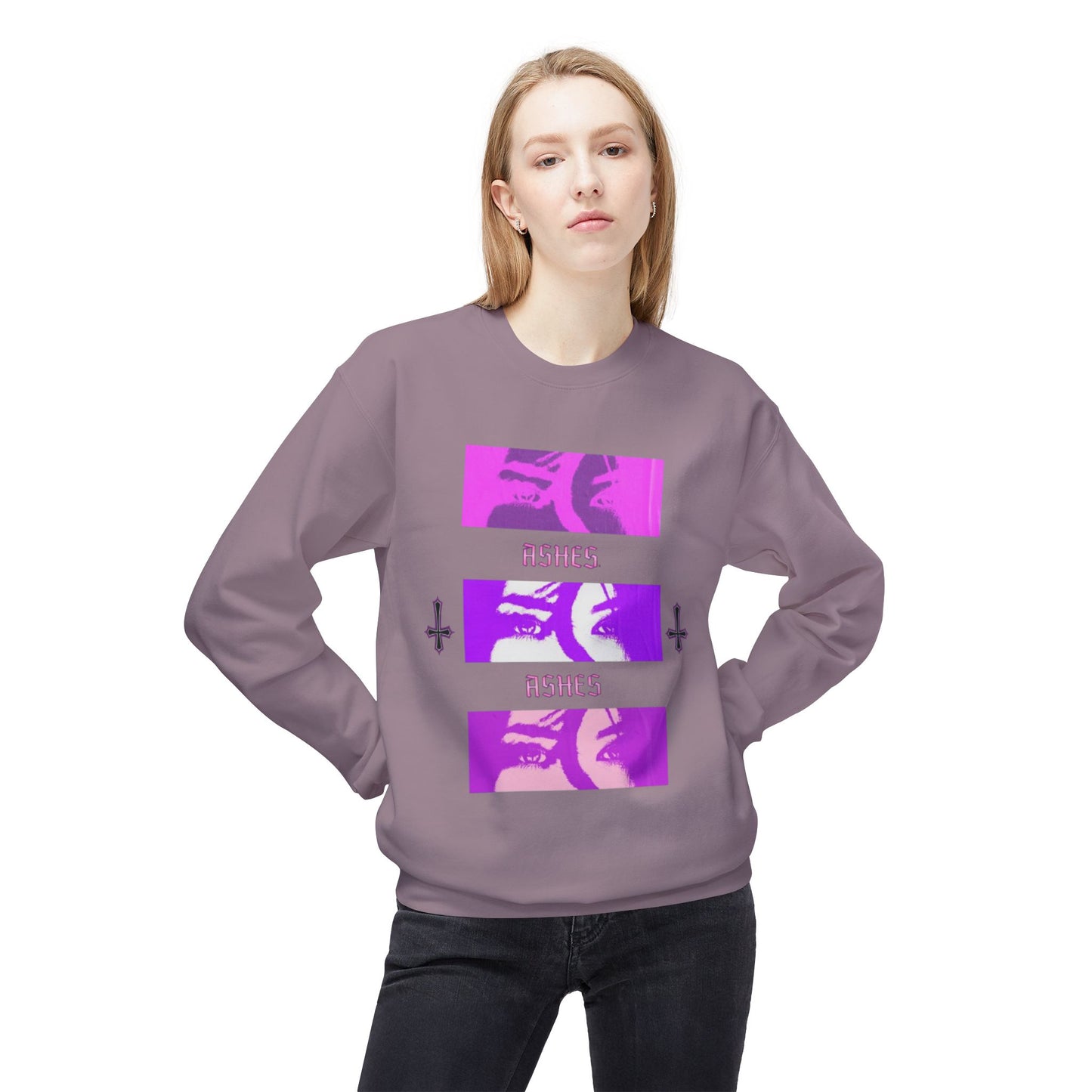 Unisex Fleece Crewneck Sweatshirt - 'ASHES' Design, Cozy Gift for Friends, Alternative Apparel, Fall Fashion, Casual Wear