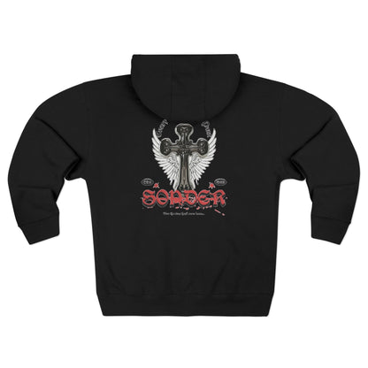Gothic Cross Zip Hoodie for Spiritual Souls, Unisex Hoodie, Faith-Based Apparel, Cozy Fashion, Gift for Her/Him