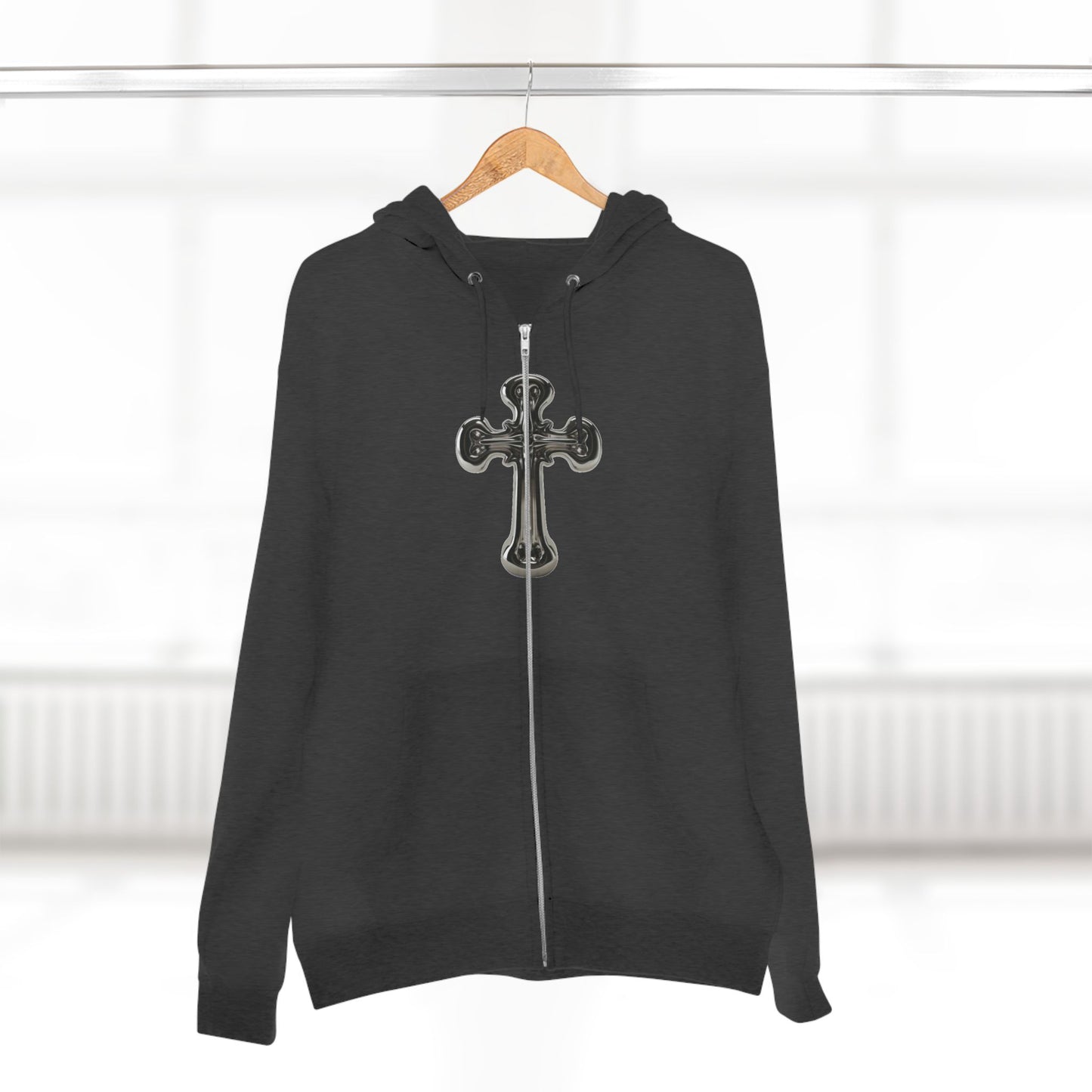 Gothic Cross Zip Hoodie for Spiritual Souls, Unisex Hoodie, Faith-Based Apparel, Cozy Fashion, Gift for Her/Him