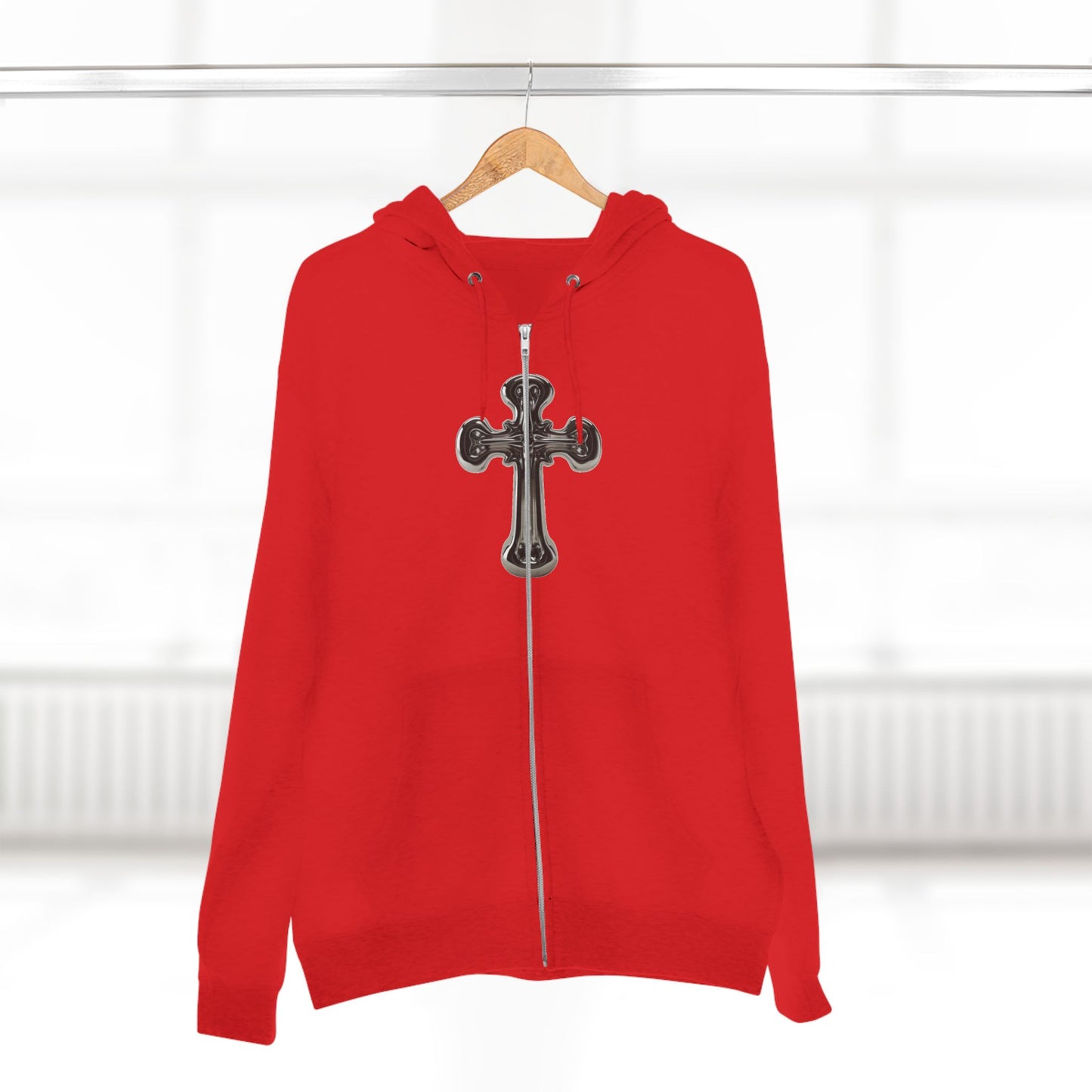 Gothic Cross Zip Hoodie for Spiritual Souls, Unisex Hoodie, Faith-Based Apparel, Cozy Fashion, Gift for Her/Him