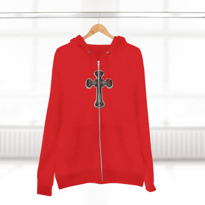 Gothic Cross Zip Hoodie for Spiritual Souls, Unisex Hoodie, Faith-Based Apparel, Cozy Fashion, Gift for Her/Him