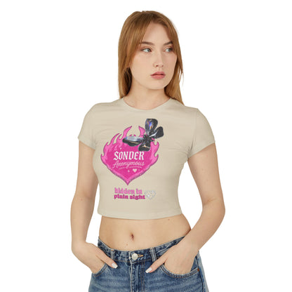 Sonder Anonymous Women's Baby Tee | Cute Graphic Crop Top for Casual Outfits, Perfect for Night Out, Summer Parties, Gift Ideas