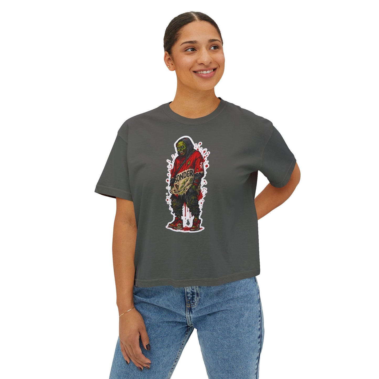 Graphic Women's Boxy Tee - Trendy Streetwear, Casual Wear, Unique Gift for Festivals, Music Lovers, Art Enthusiasts