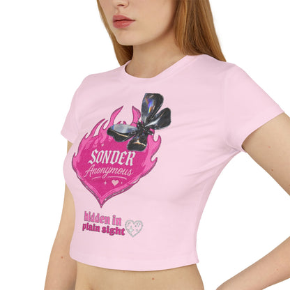 Sonder Anonymous Women's Baby Tee | Cute Graphic Crop Top for Casual Outfits, Perfect for Night Out, Summer Parties, Gift Ideas