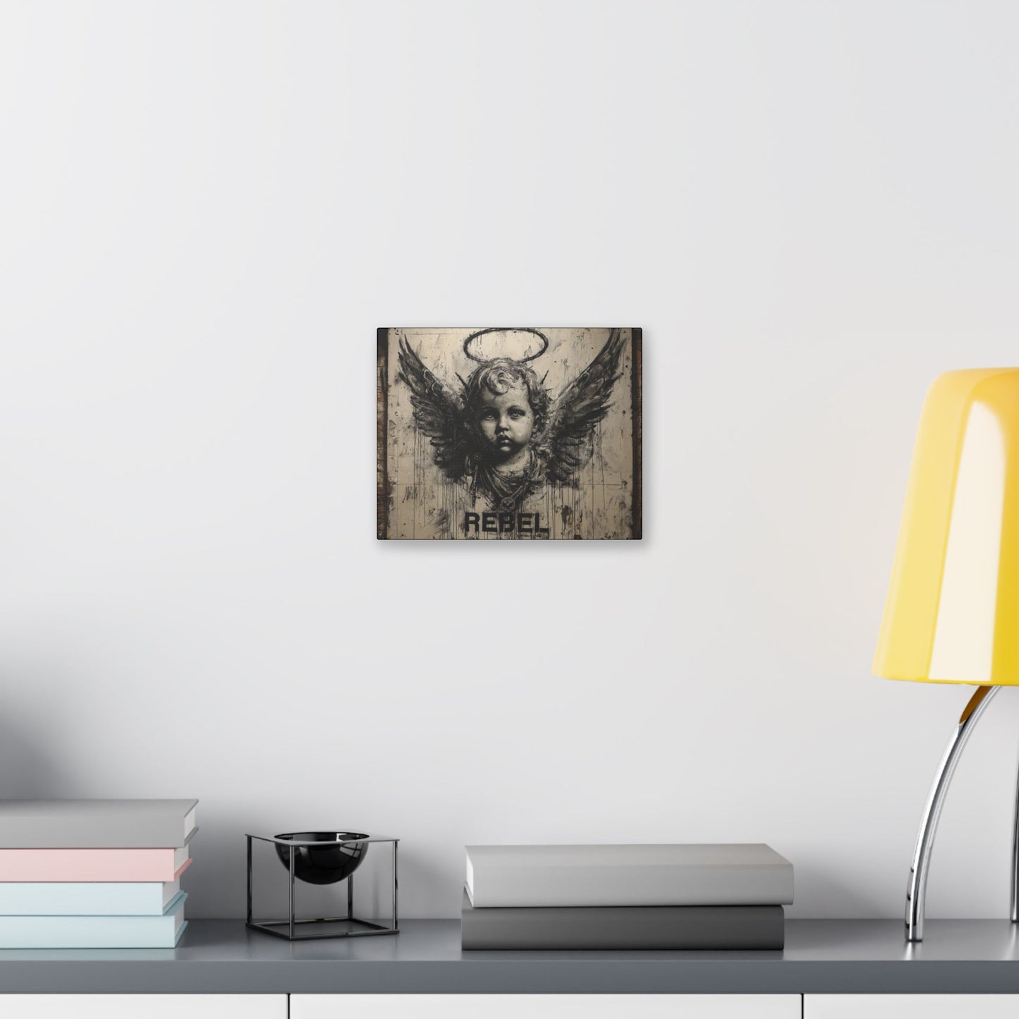 Artistic Stretched Canvas Print, Rebel Angel Wall Art, Contemporary Home Decor, Unique Gift, Modern Art for Living Room