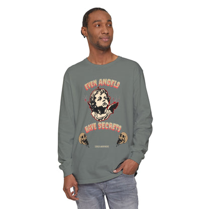 Edgy Angel Long Sleeve T-Shirt, Streetwear Fashion, Casual Wear, Unique Graphic Tee, Unisex Apparel, Gift for Him/Her