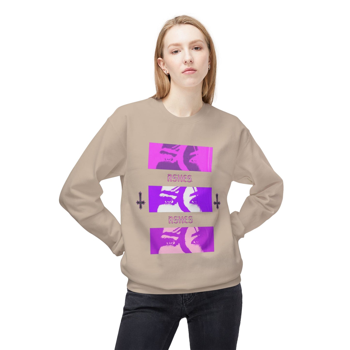 Unisex Fleece Crewneck Sweatshirt - 'ASHES' Design, Cozy Gift for Friends, Alternative Apparel, Fall Fashion, Casual Wear