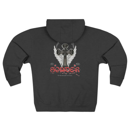 Gothic Cross Zip Hoodie for Spiritual Souls, Unisex Hoodie, Faith-Based Apparel, Cozy Fashion, Gift for Her/Him