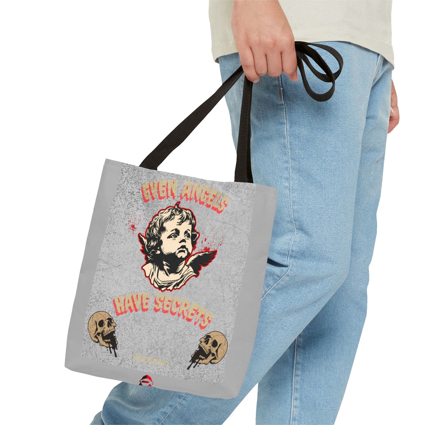 Gothic Tote Bag, Unique Angel Design, Everyday Carry, Artsy Shopping Bag, Alternative Fashion Accessory, Perfect Gift for Unique Souls
