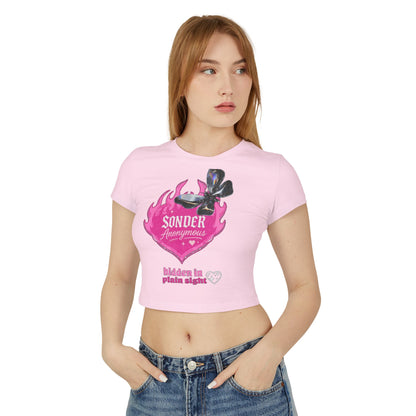 Sonder Anonymous Women's Baby Tee | Cute Graphic Crop Top for Casual Outfits, Perfect for Night Out, Summer Parties, Gift Ideas