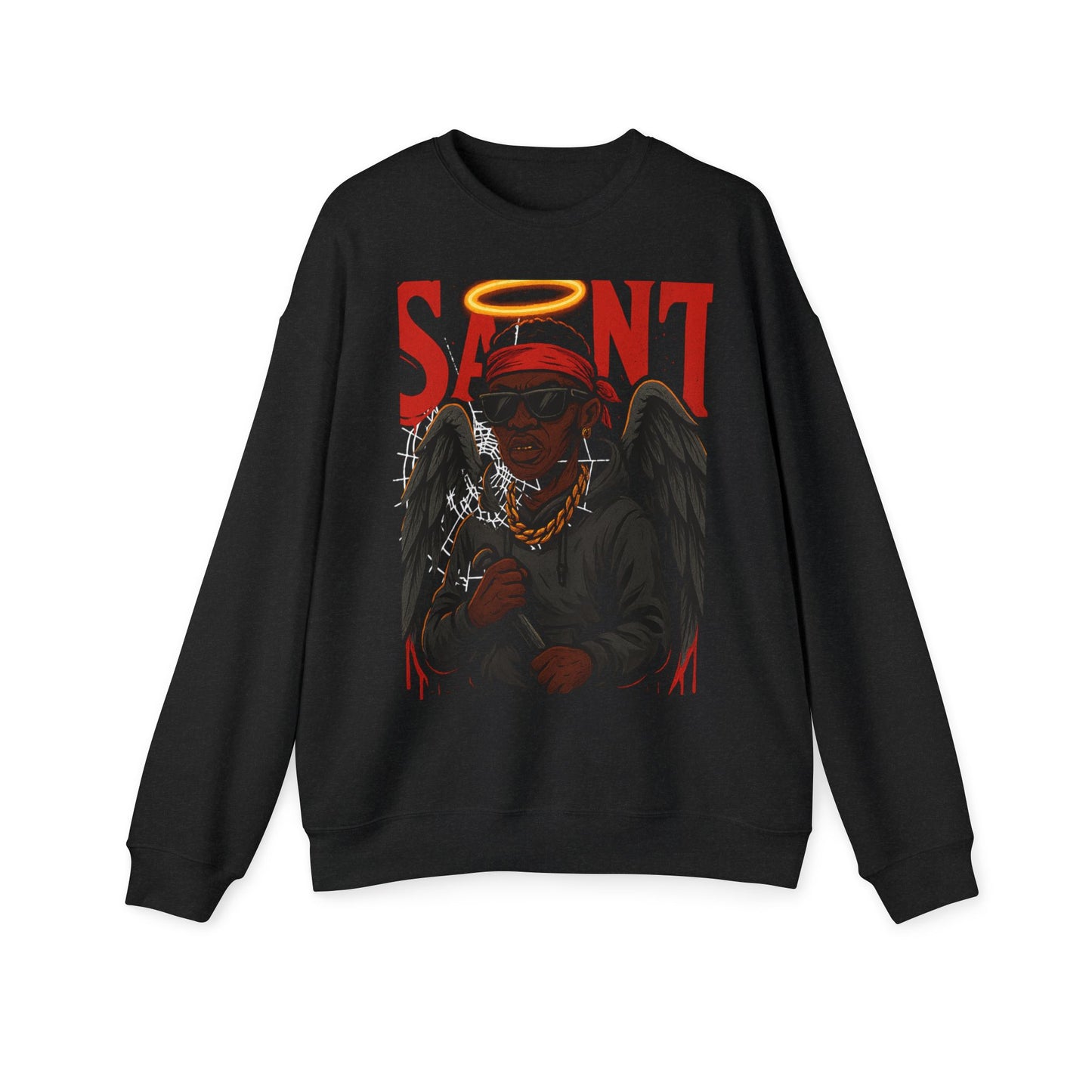 Saint Unisex Drop Shoulder Sweatshirt, Trendy Streetwear, Casual Comfort, Gift for Him/Her, Cool Art Apparel
