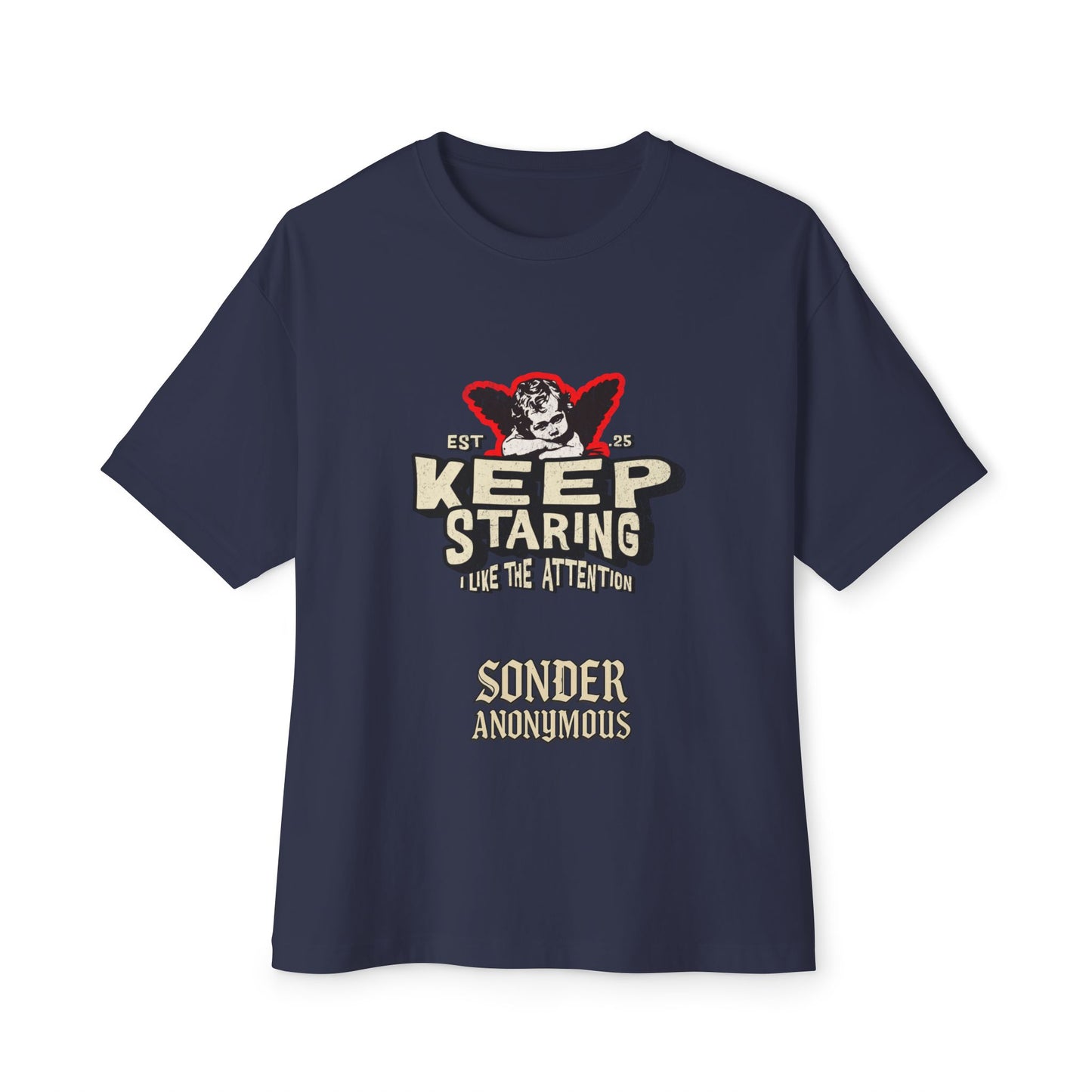 Unisex Oversized Boxy Tee - Keep Staring Graphic Shirt, Casual Daily Wear, Gift for Friends, Trendy Fashion, Street Style