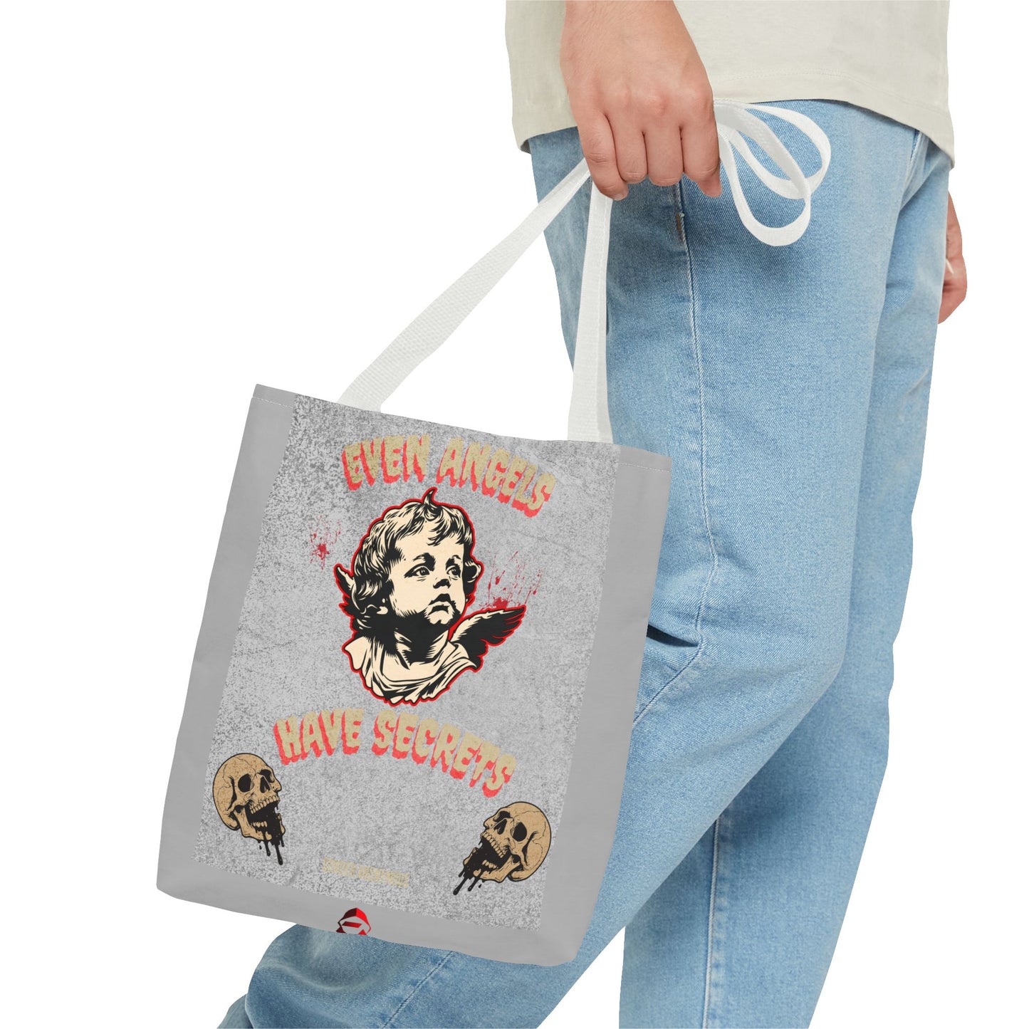 Gothic Tote Bag, Unique Angel Design, Everyday Carry, Artsy Shopping Bag, Alternative Fashion Accessory, Perfect Gift for Unique Souls