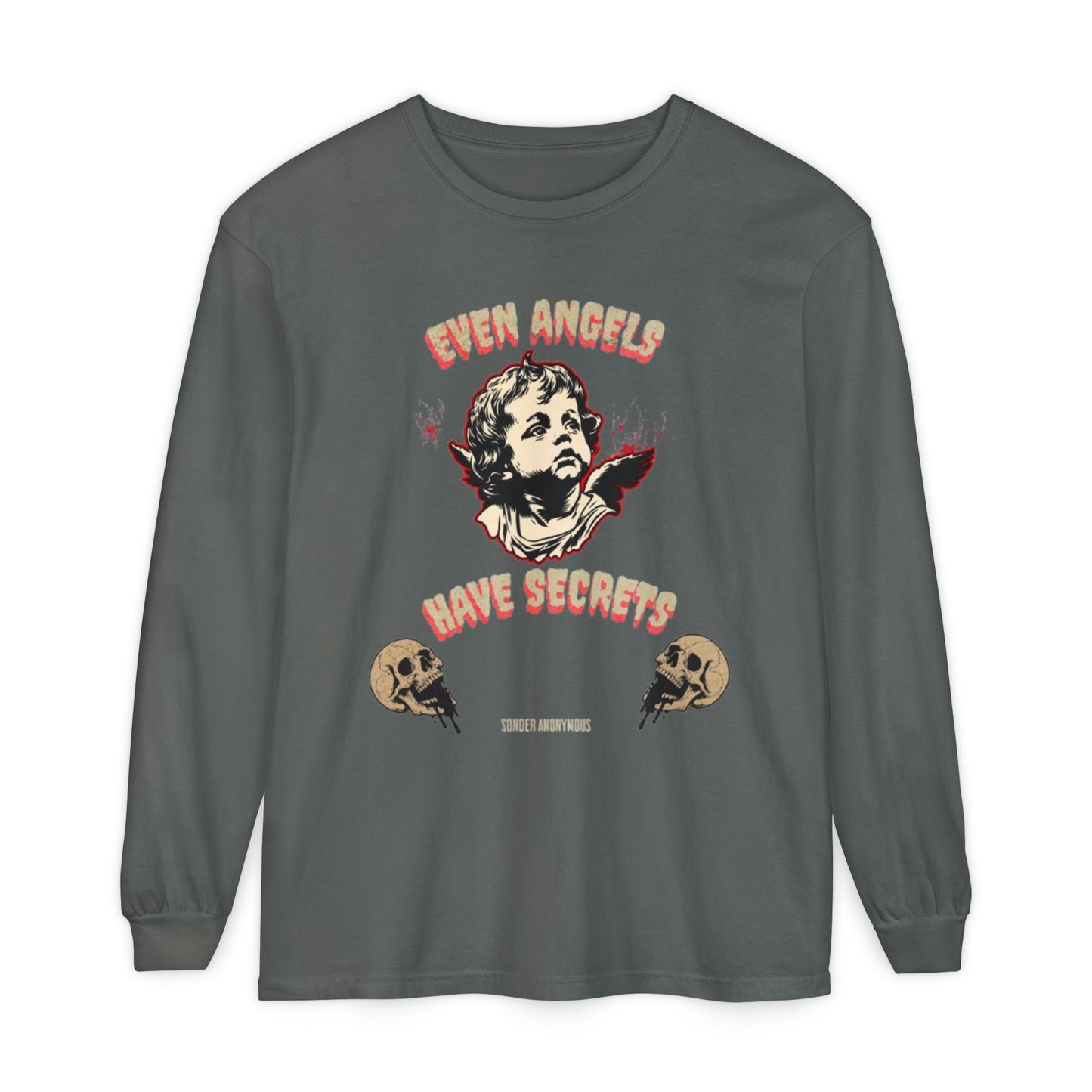 Edgy Angel Long Sleeve T-Shirt, Streetwear Fashion, Casual Wear, Unique Graphic Tee, Unisex Apparel, Gift for Him/Her