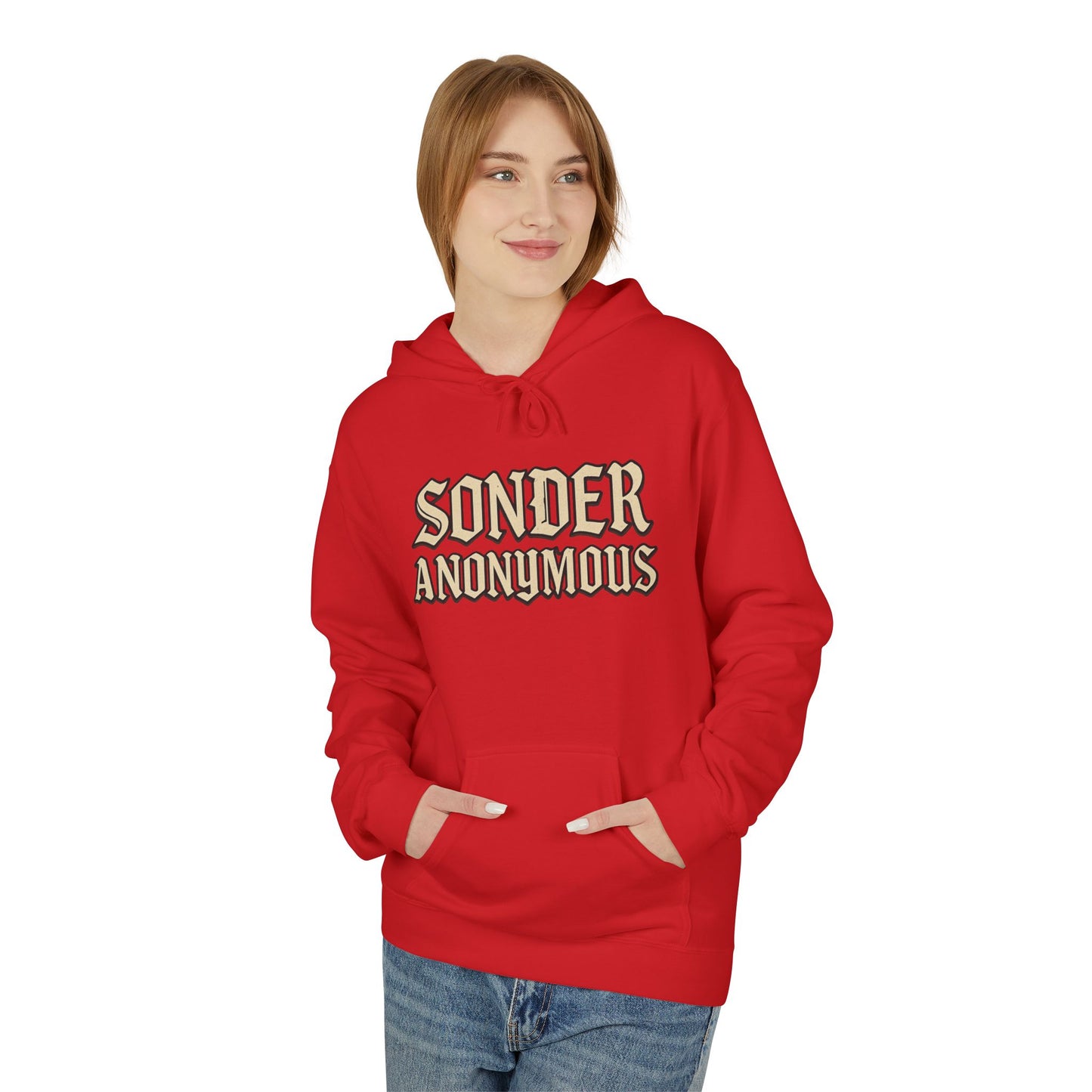 Sonder Anonymous Unisex Fleece Hoodie, Graphic Sweatshirt, Cozy Casual Wear, Gift for Friends, Streetwear Style