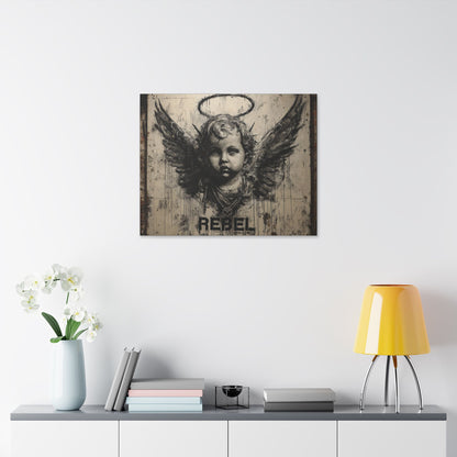 Artistic Stretched Canvas Print, Rebel Angel Wall Art, Contemporary Home Decor, Unique Gift, Modern Art for Living Room
