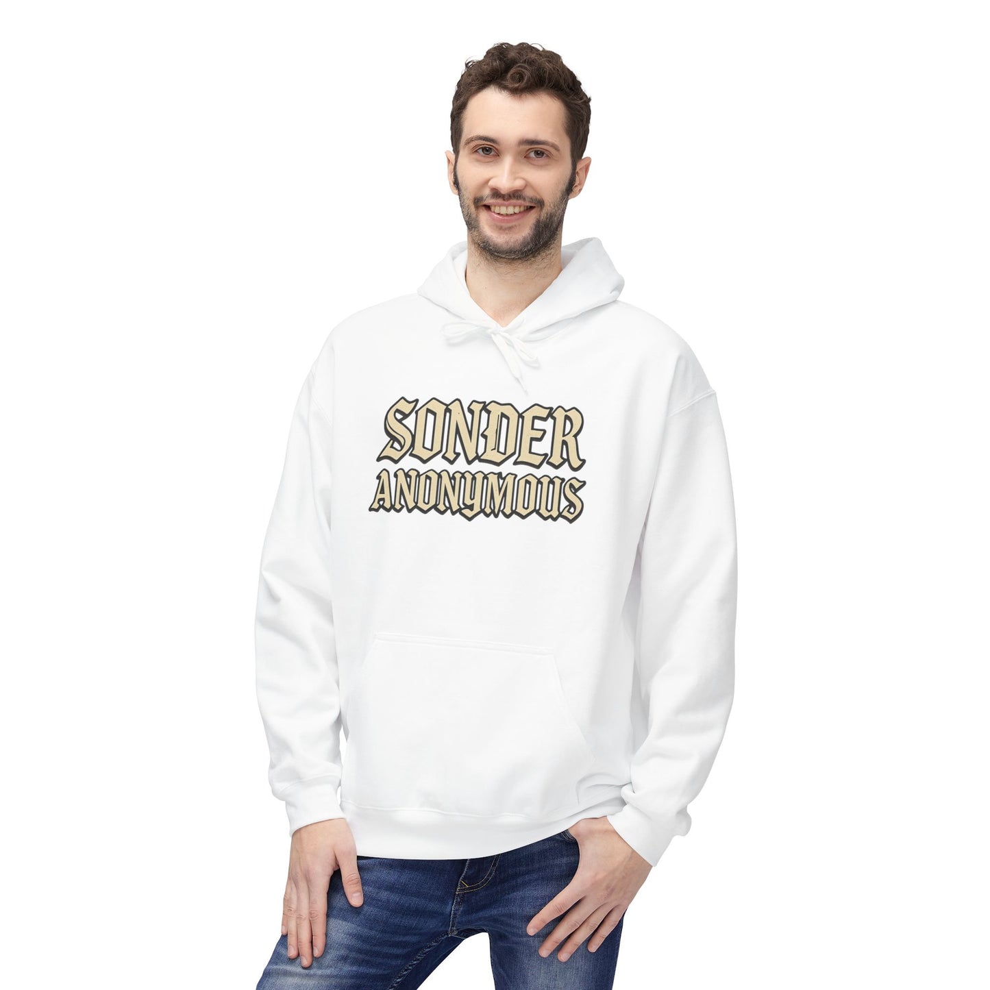 Sonder Anonymous Unisex Fleece Hoodie, Graphic Sweatshirt, Cozy Casual Wear, Gift for Friends, Streetwear Style