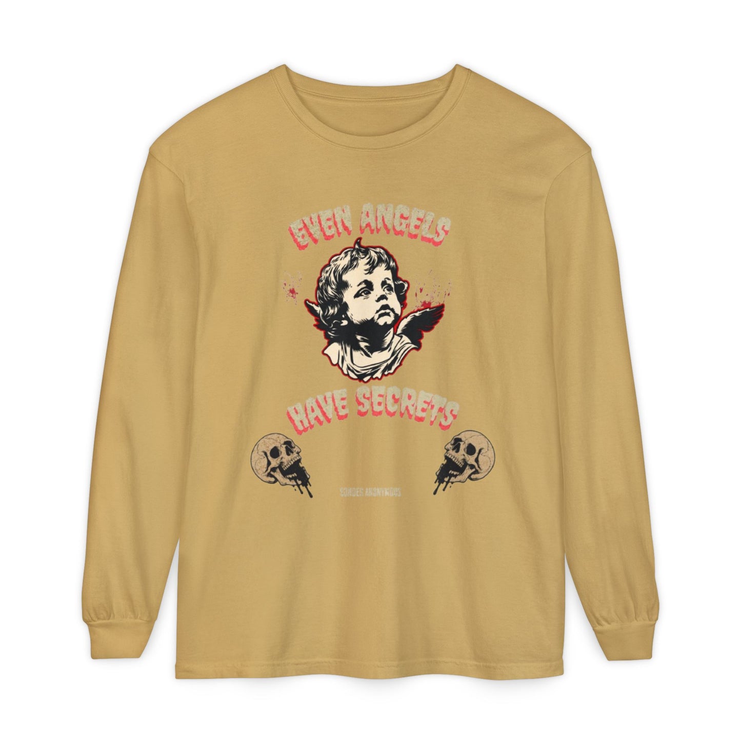 Edgy Angel Long Sleeve T-Shirt, Streetwear Fashion, Casual Wear, Unique Graphic Tee, Unisex Apparel, Gift for Him/Her