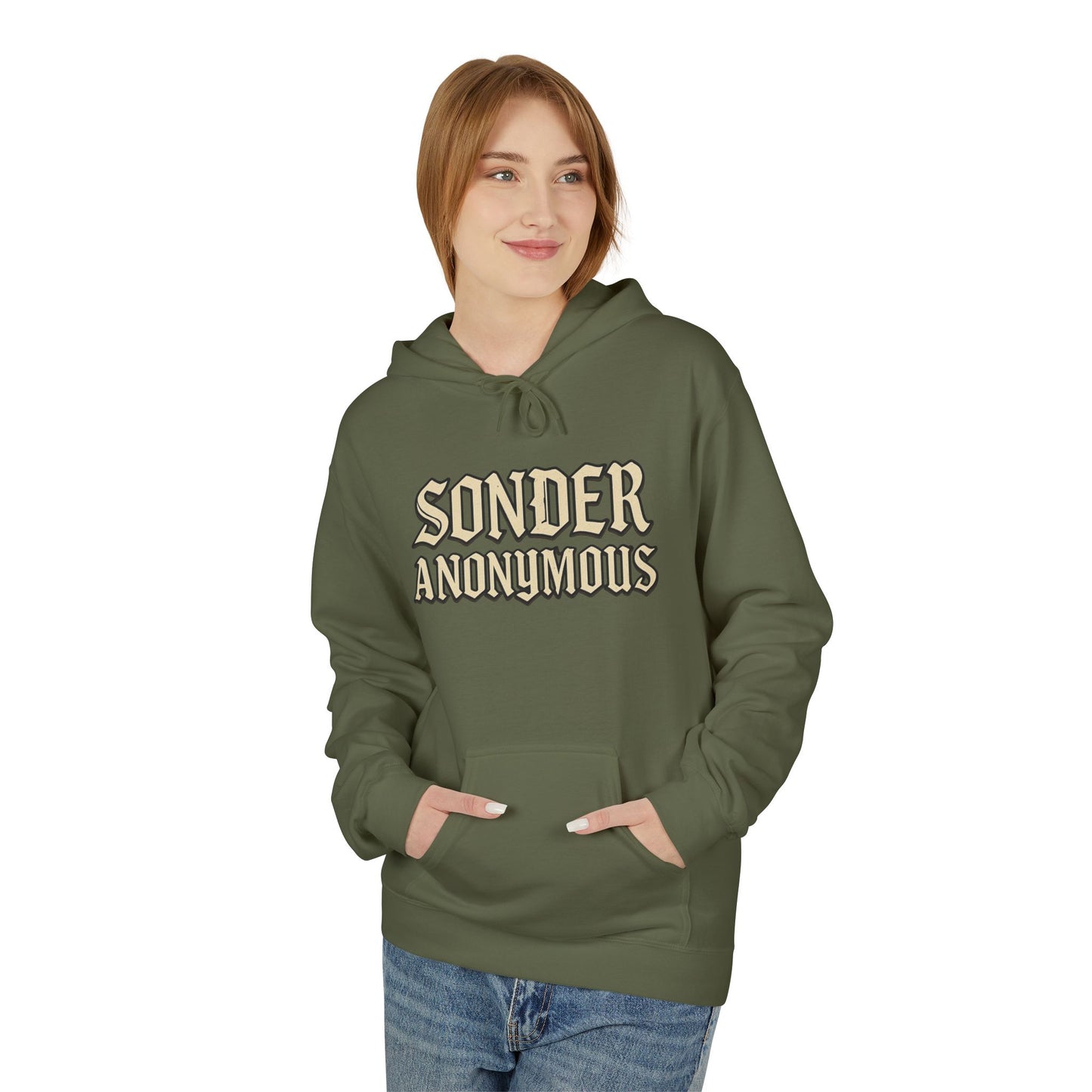 Sonder Anonymous Unisex Fleece Hoodie, Graphic Sweatshirt, Cozy Casual Wear, Gift for Friends, Streetwear Style