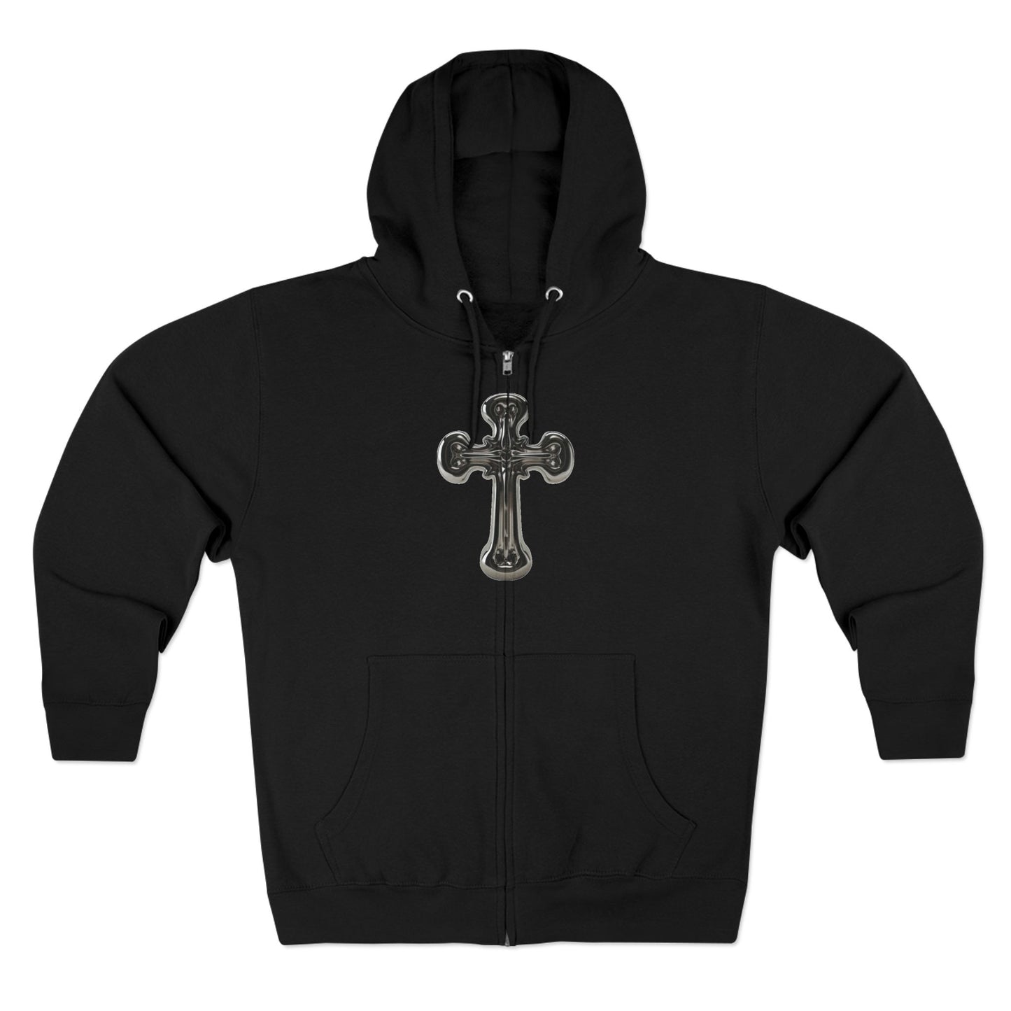 Gothic Cross Zip Hoodie for Spiritual Souls, Unisex Hoodie, Faith-Based Apparel, Cozy Fashion, Gift for Her/Him