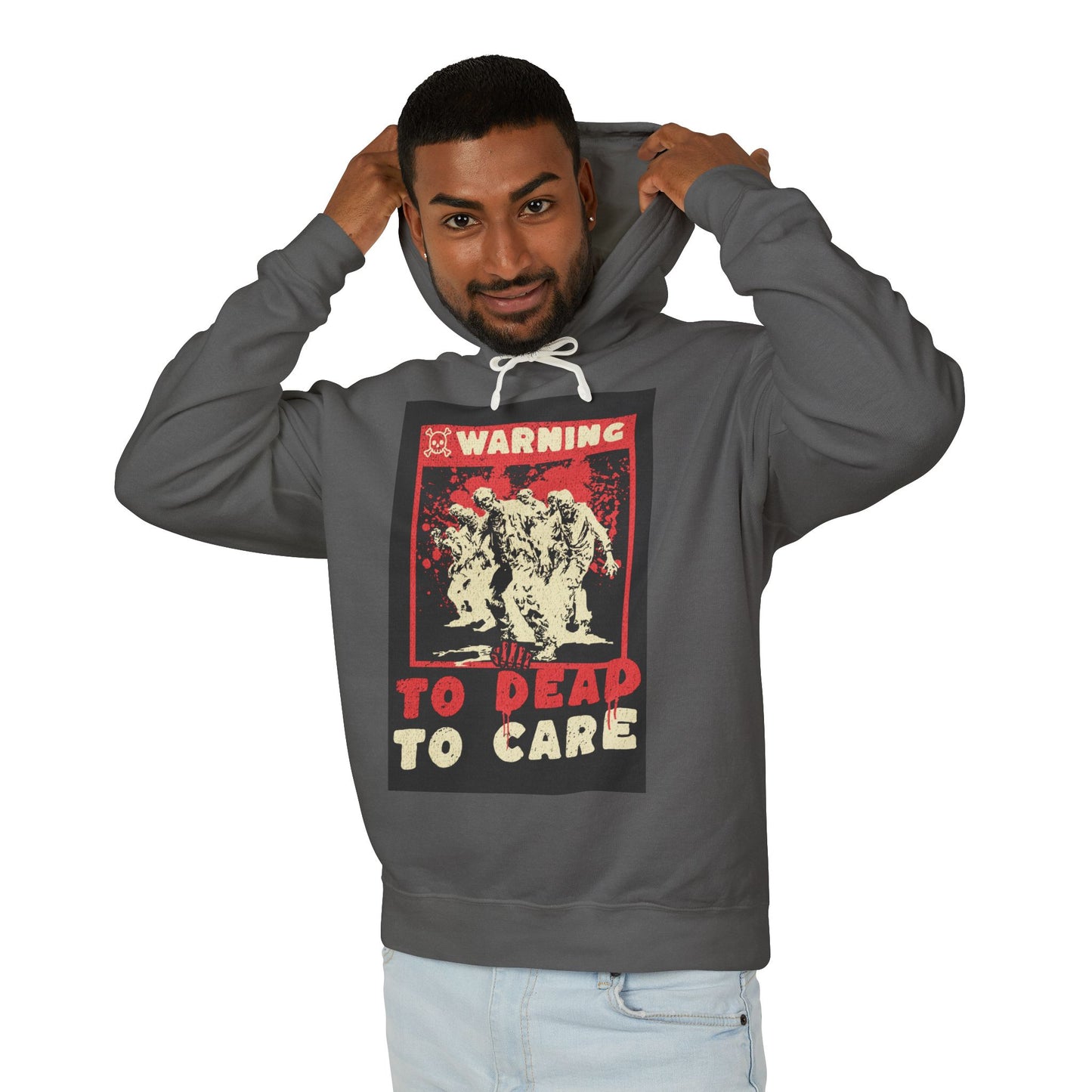 Warning: To Dead to Care Lightweight Hoodie - Unisex Casual Wear, Graphic Sweatshirt, Unique Gift for Halloween, Cozy Fashion