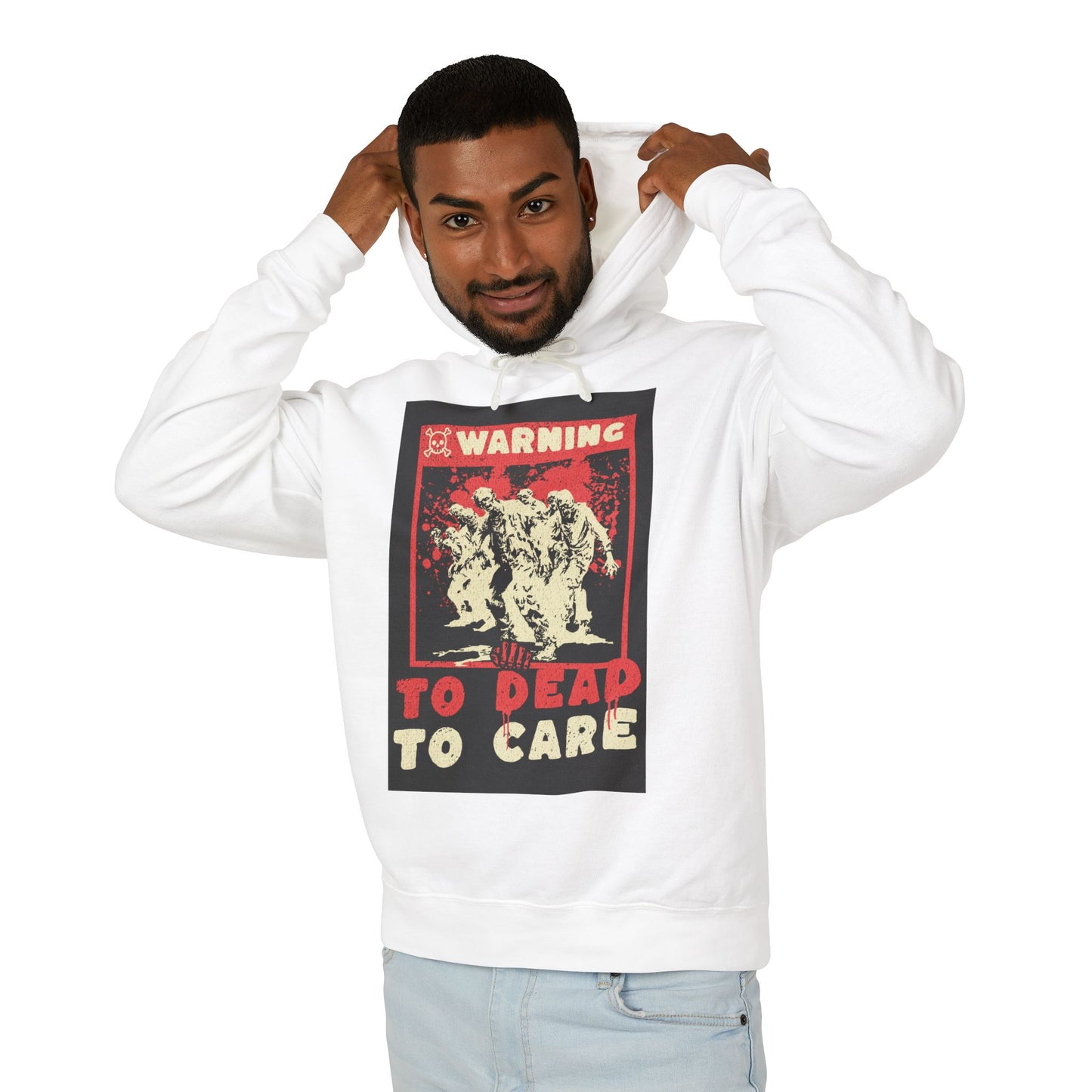 Warning: To Dead to Care Lightweight Hoodie - Unisex Casual Wear, Graphic Sweatshirt, Unique Gift for Halloween, Cozy Fashion