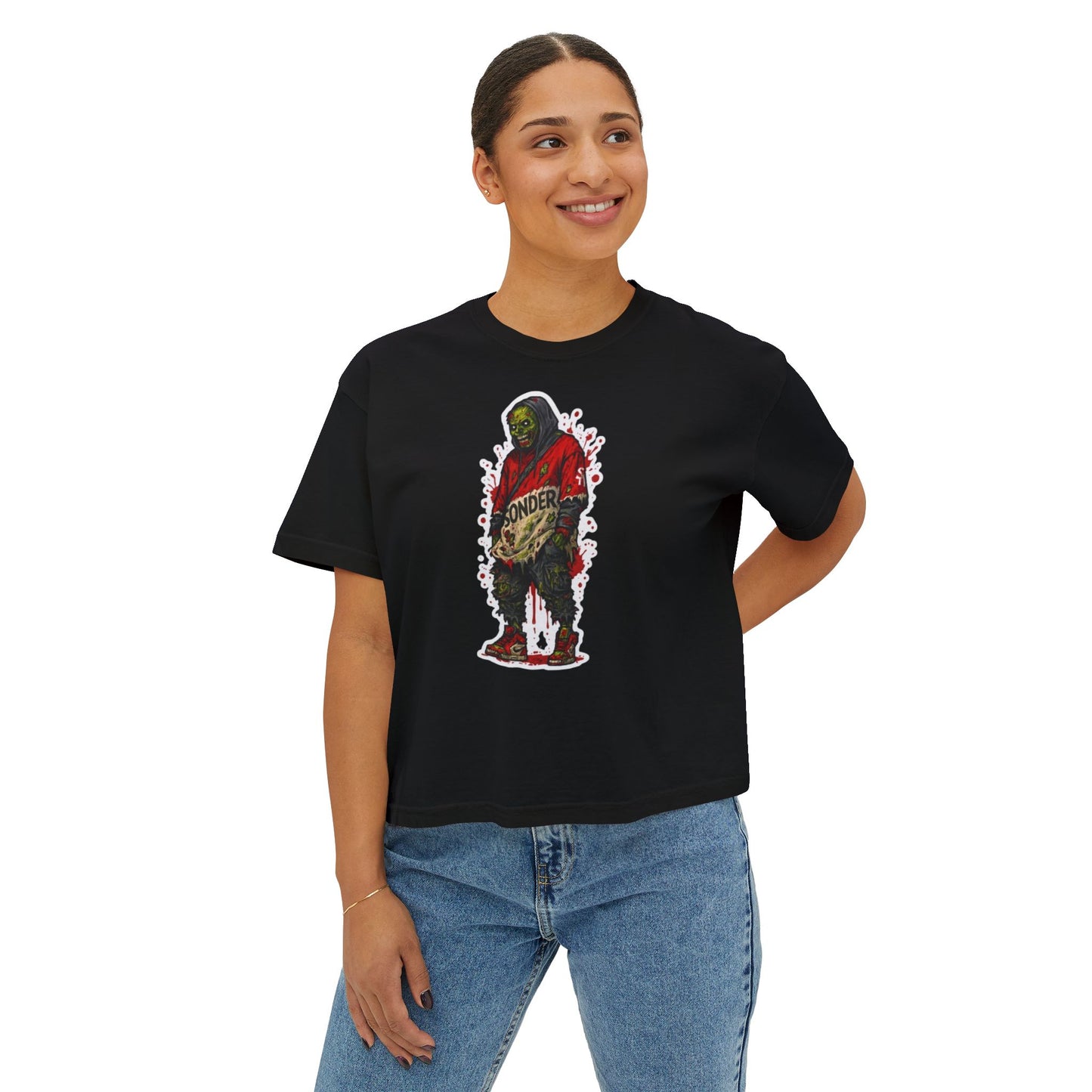 Graphic Women's Boxy Tee - Trendy Streetwear, Casual Wear, Unique Gift for Festivals, Music Lovers, Art Enthusiasts