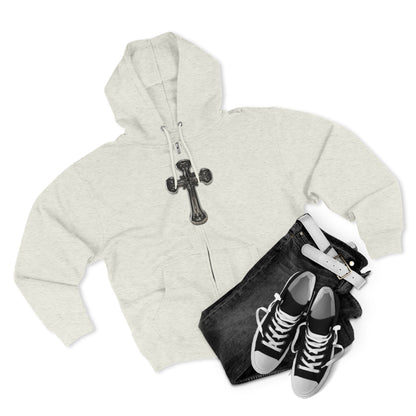 Gothic Cross Zip Hoodie for Spiritual Souls, Unisex Hoodie, Faith-Based Apparel, Cozy Fashion, Gift for Her/Him