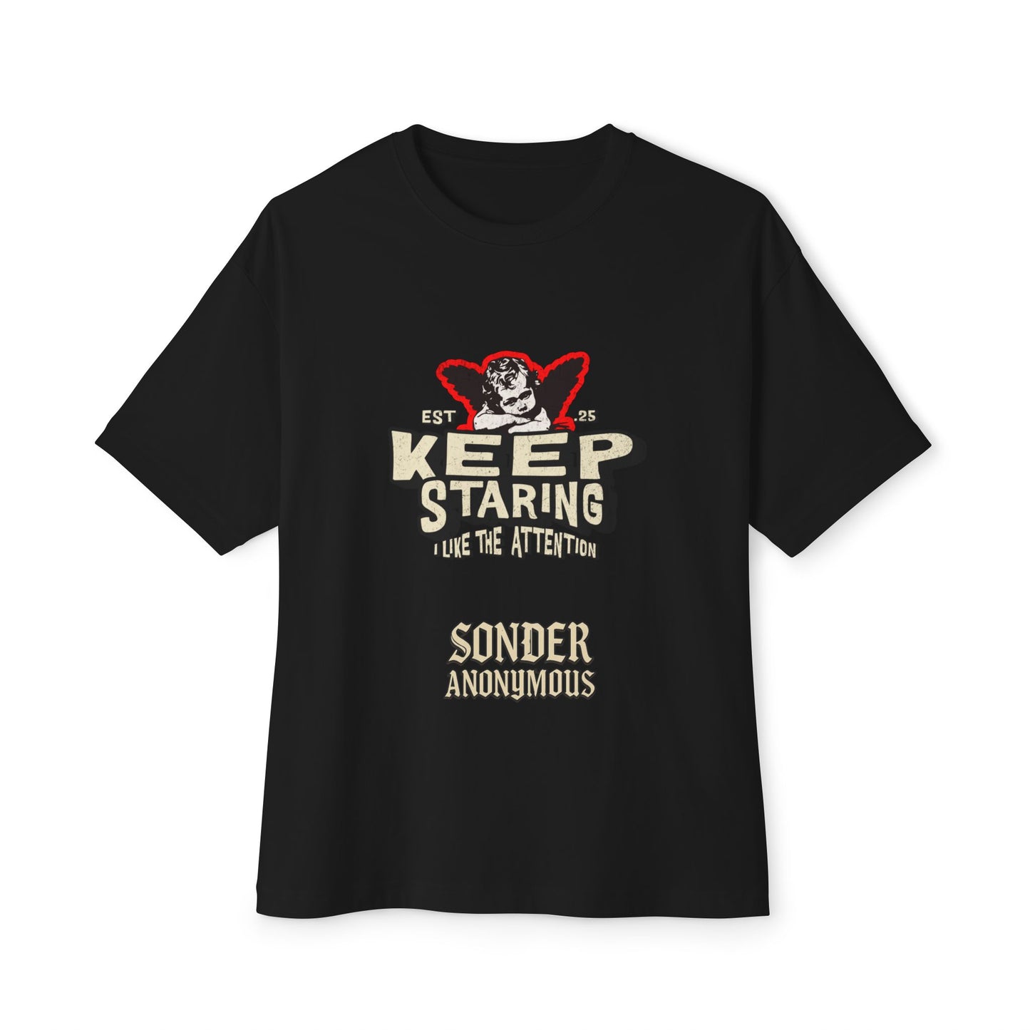 Unisex Oversized Boxy Tee - Keep Staring Graphic Shirt, Casual Daily Wear, Gift for Friends, Trendy Fashion, Street Style