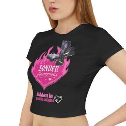 Sonder Anonymous Women's Baby Tee | Cute Graphic Crop Top for Casual Outfits, Perfect for Night Out, Summer Parties, Gift Ideas