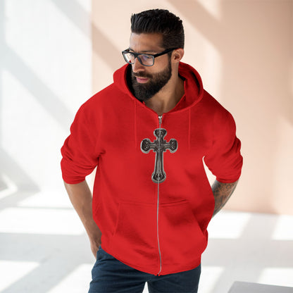 Gothic Cross Zip Hoodie for Spiritual Souls, Unisex Hoodie, Faith-Based Apparel, Cozy Fashion, Gift for Her/Him