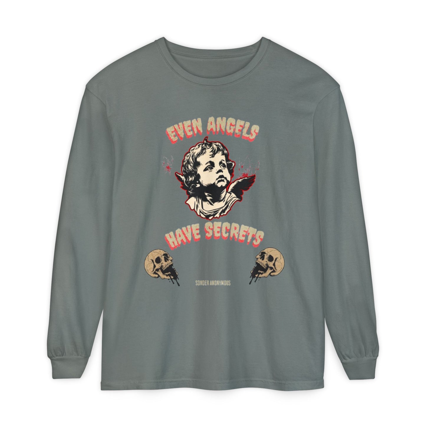 Edgy Angel Long Sleeve T-Shirt, Streetwear Fashion, Casual Wear, Unique Graphic Tee, Unisex Apparel, Gift for Him/Her