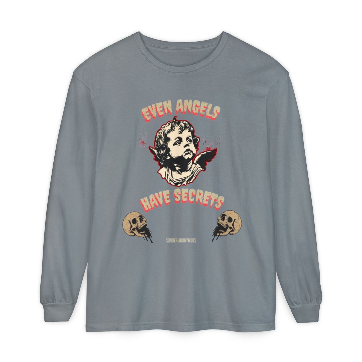 Edgy Angel Long Sleeve T-Shirt, Streetwear Fashion, Casual Wear, Unique Graphic Tee, Unisex Apparel, Gift for Him/Her