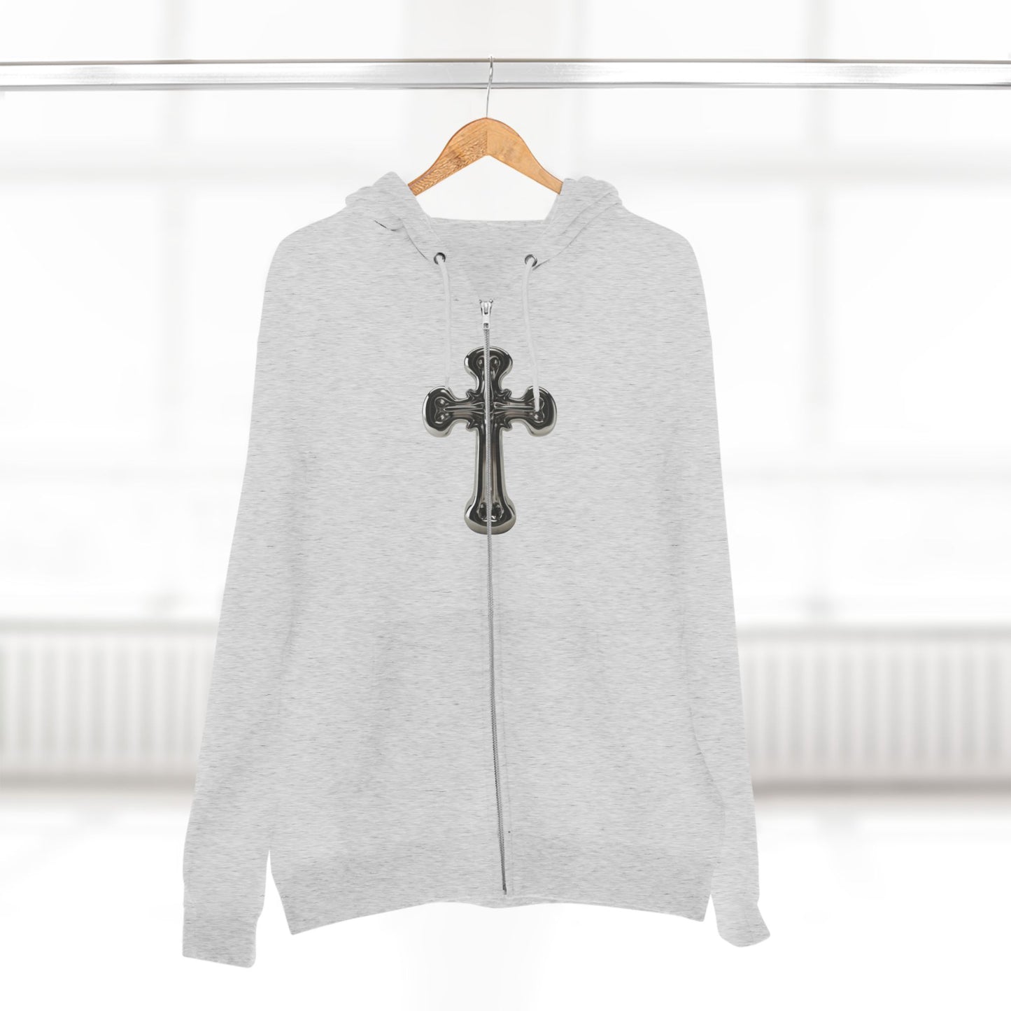 Gothic Cross Zip Hoodie for Spiritual Souls, Unisex Hoodie, Faith-Based Apparel, Cozy Fashion, Gift for Her/Him