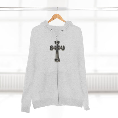 Gothic Cross Zip Hoodie for Spiritual Souls, Unisex Hoodie, Faith-Based Apparel, Cozy Fashion, Gift for Her/Him