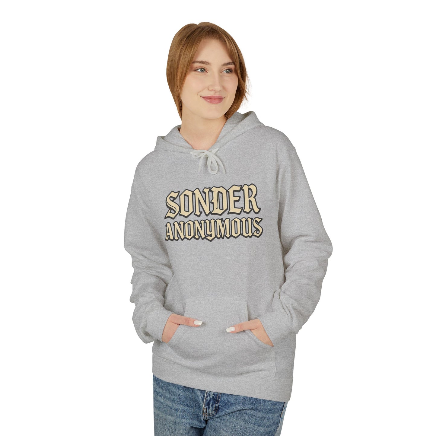 Sonder Anonymous Unisex Fleece Hoodie, Graphic Sweatshirt, Cozy Casual Wear, Gift for Friends, Streetwear Style