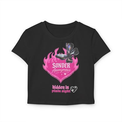 Sonder Anonymous Women's Baby Tee | Cute Graphic Crop Top for Casual Outfits, Perfect for Night Out, Summer Parties, Gift Ideas