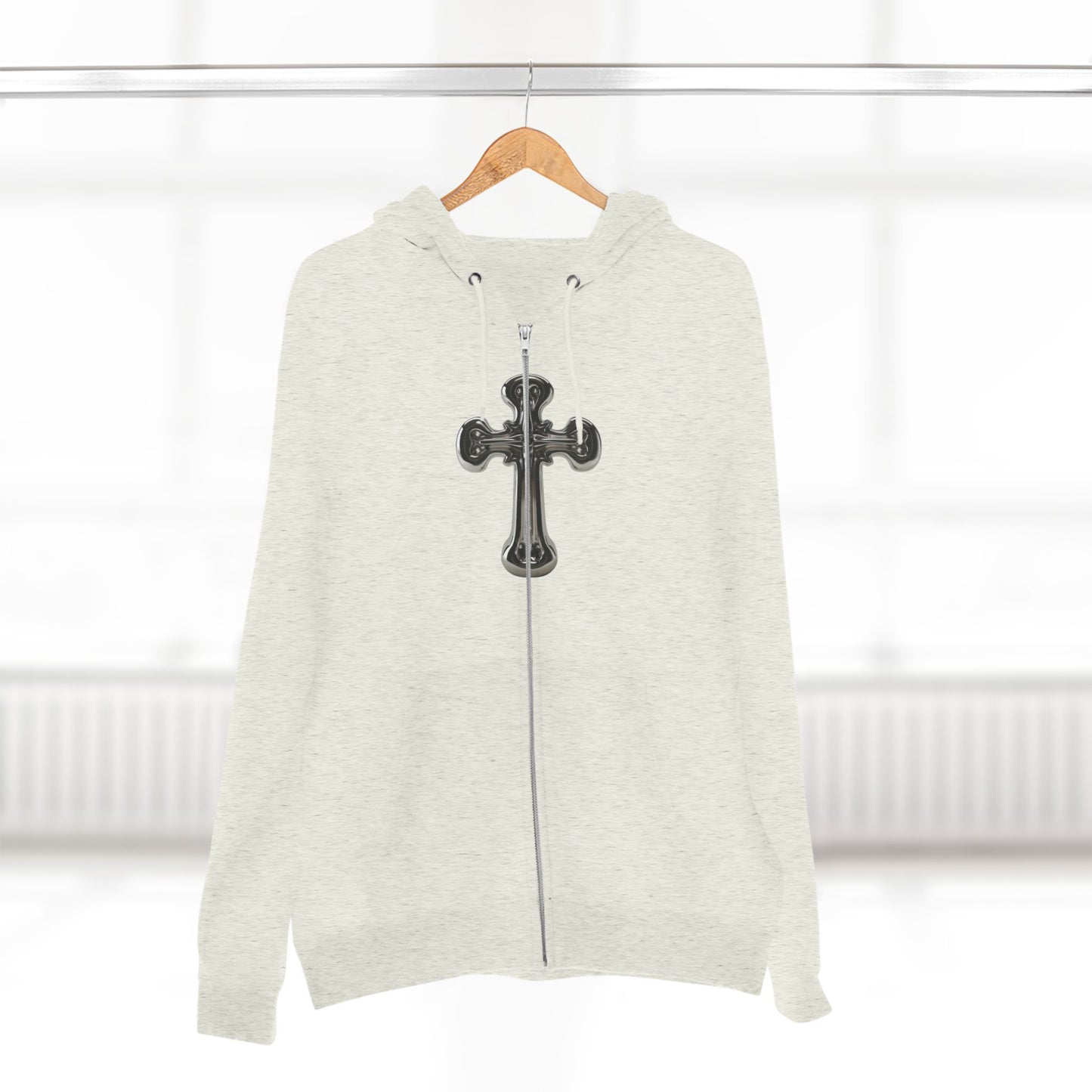 Gothic Cross Zip Hoodie for Spiritual Souls, Unisex Hoodie, Faith-Based Apparel, Cozy Fashion, Gift for Her/Him
