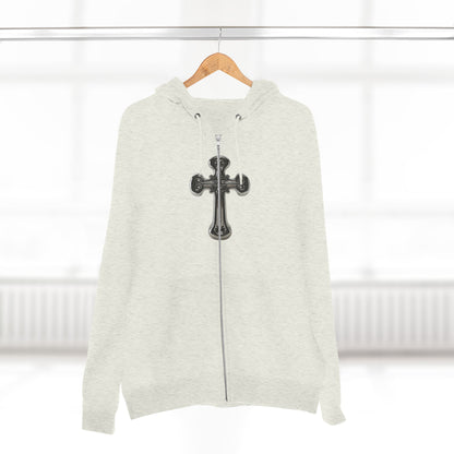 Gothic Cross Zip Hoodie for Spiritual Souls, Unisex Hoodie, Faith-Based Apparel, Cozy Fashion, Gift for Her/Him