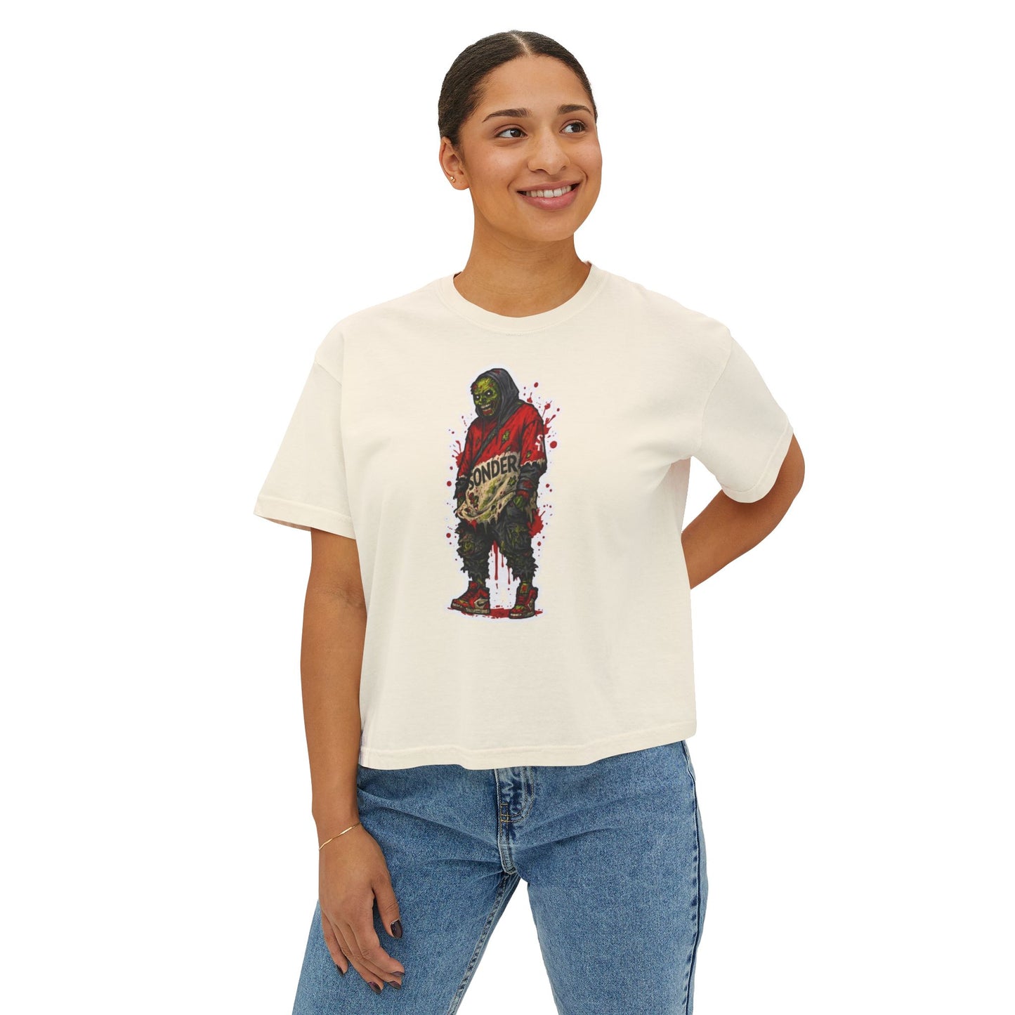 Graphic Women's Boxy Tee - Trendy Streetwear, Casual Wear, Unique Gift for Festivals, Music Lovers, Art Enthusiasts