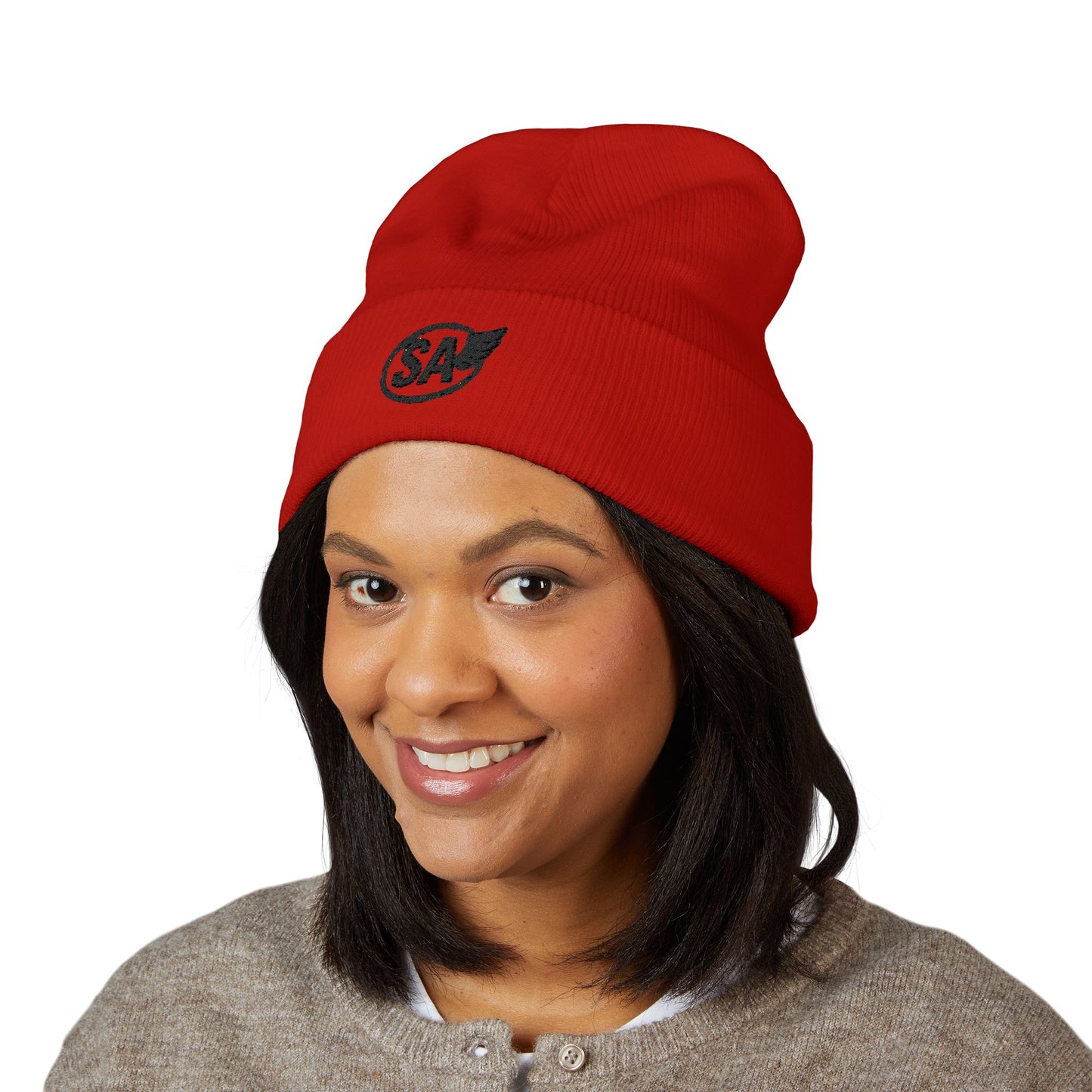 Classic Cuffed Beanie Hat, Embroidered Winter Hat, Unisex Knit Cap, Warm Beanie for Gift, Casual Outdoor Accessory