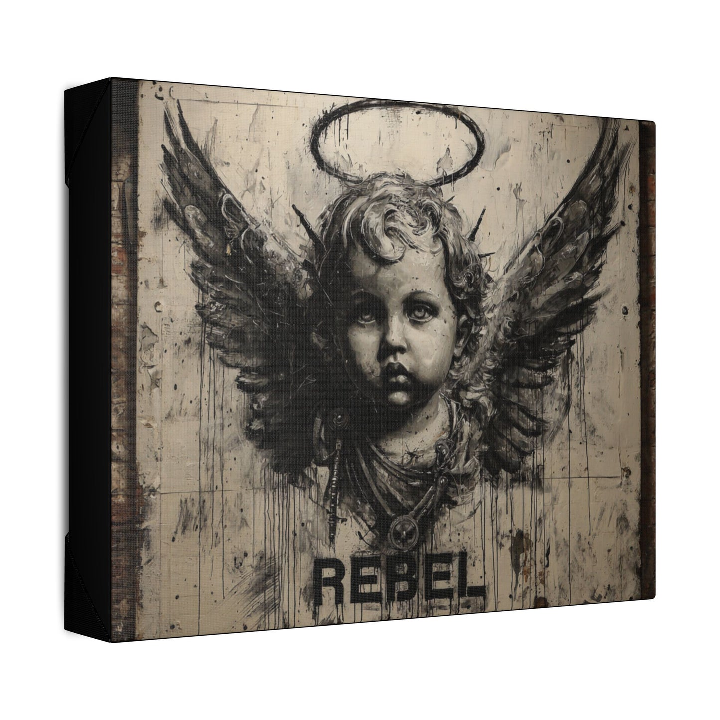 Artistic Stretched Canvas Print, Rebel Angel Wall Art, Contemporary Home Decor, Unique Gift, Modern Art for Living Room